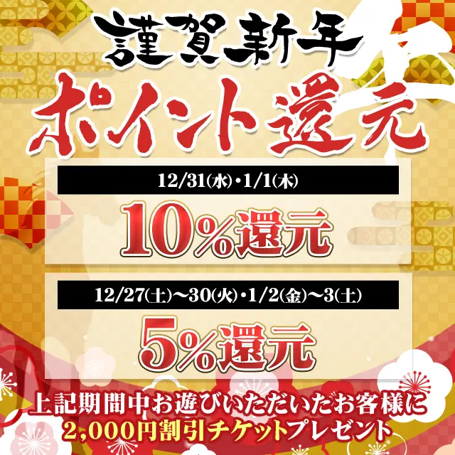 年末年始はポイント大還元！！｜限定クーポン